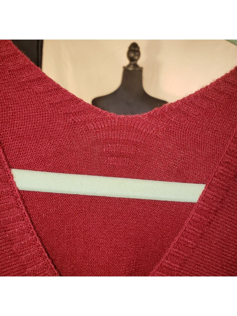 Women's V-Neck Red Sweater - Picture 3 of 5